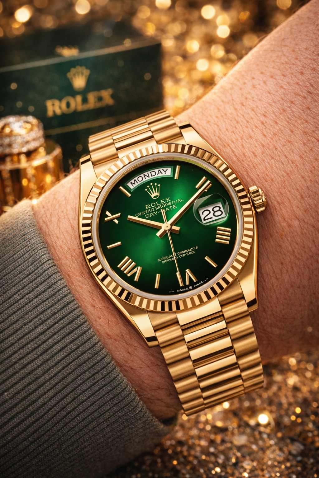 Rol_ex day date gold green