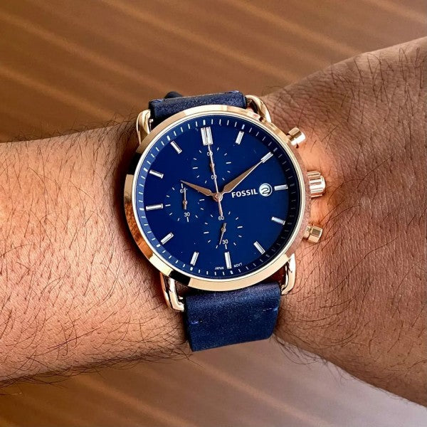 Fosil commuter leather premium watch