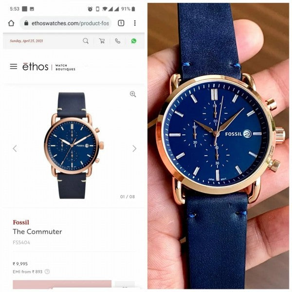 Fosil commuter leather premium watch