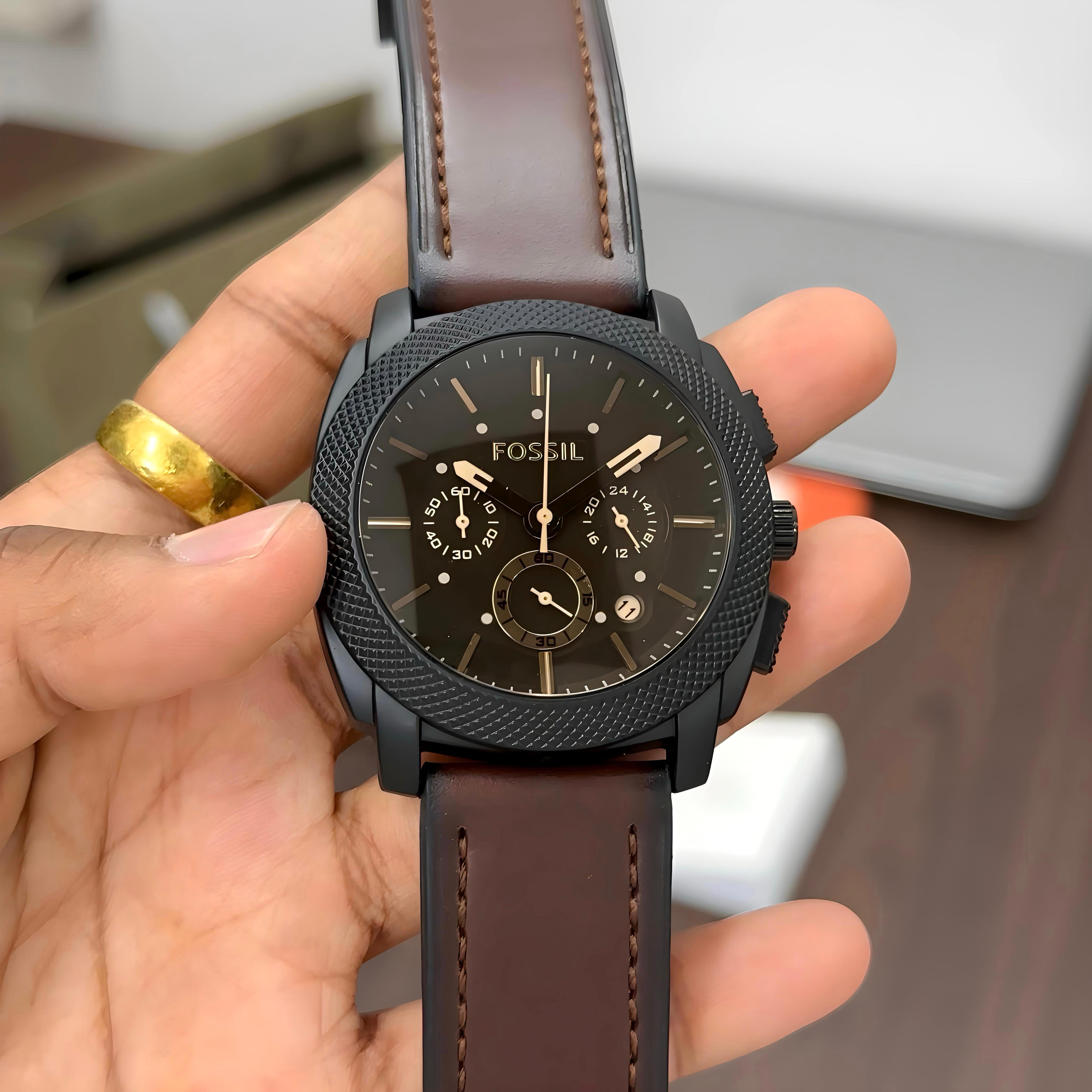 Fosiil Automatic Skeleton Watch – Black & Bronze Edition